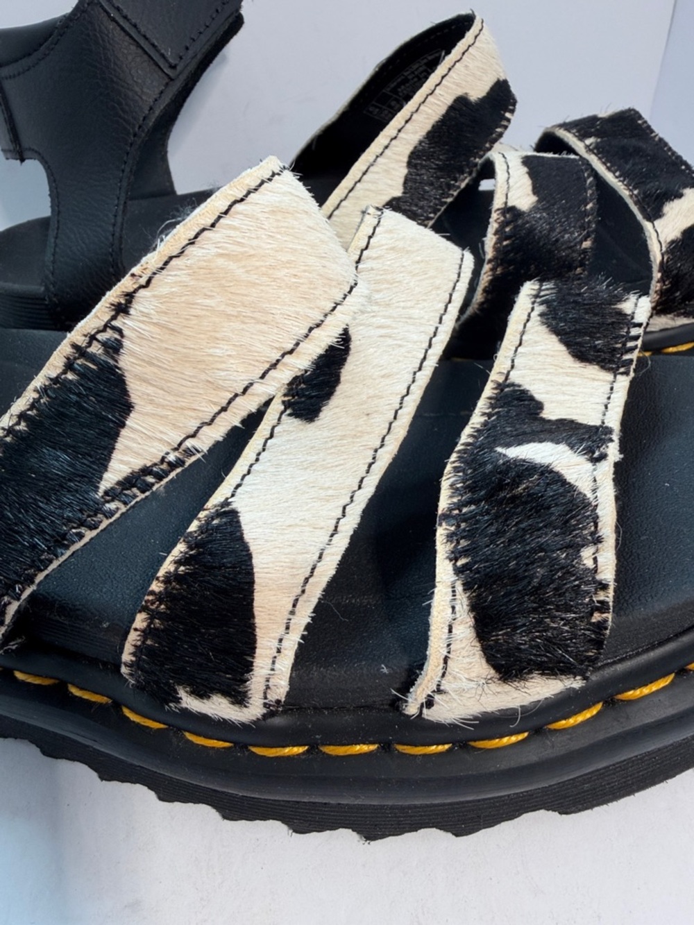 Dr. Martens Black and White Cowhide Platform Sandals - Picture 3 of 10